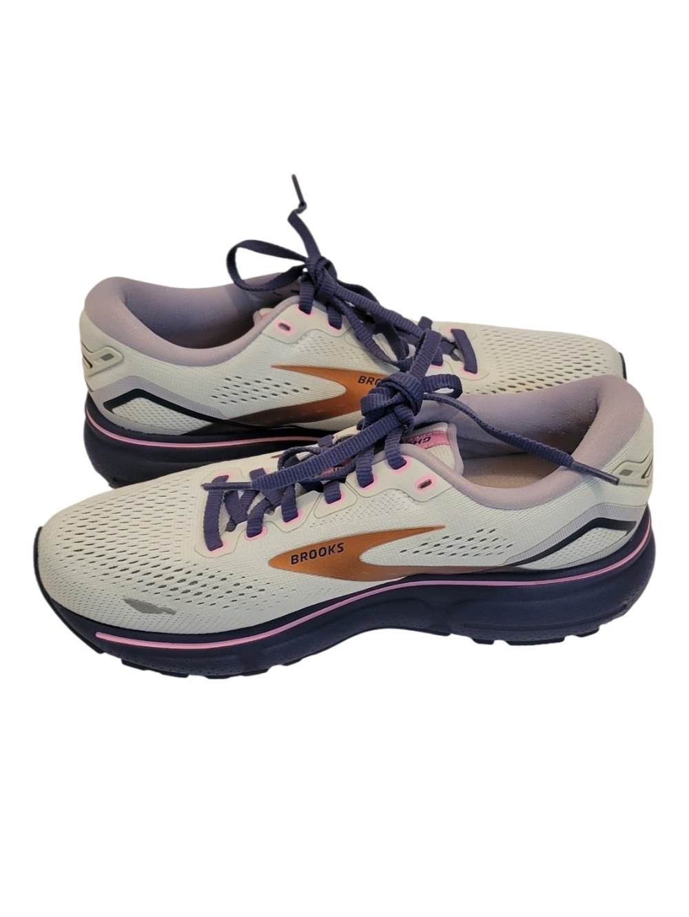 Brooks Ghost 15 Running Shoes Women’s Size 7 Wide D Cream Purple Pink Athletic - Picture 6 of 12